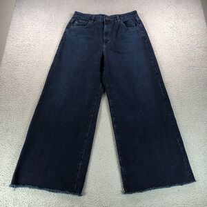 AG Adriano Goldschmied Deven Jean 32 Blue High Rise Ultra Wide Leg Raw Hem Japan